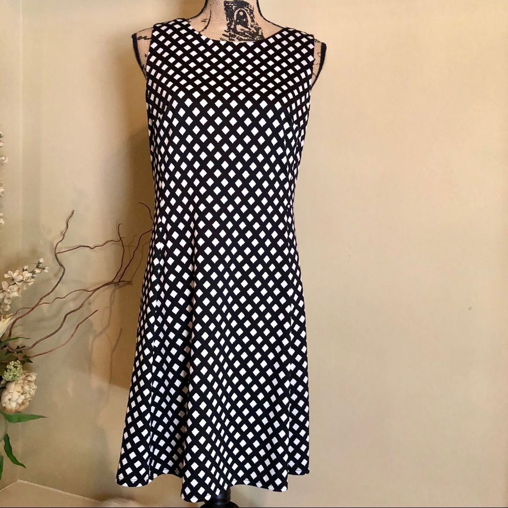 Ab studio black dress with white squares. Size M.